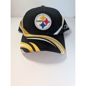 Pittsburgh Steelers Reebok NFL Equipment L/XL Flex Fit Hat Swirl Embroidered